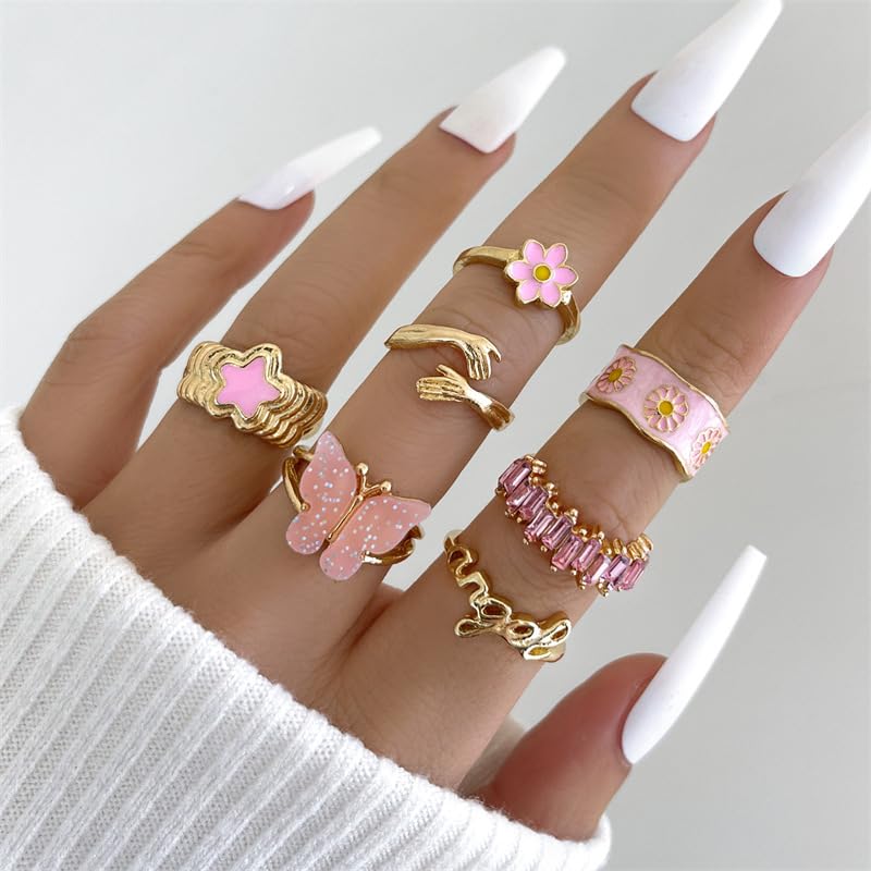 Chunky Stackable Rings Set For Women Open Adjustable Bold Thick Geometric Knuckle Rings Minimalist Statement Jewelry Gift - style: Style 3