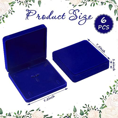 6 Pcs Velvet Jewelry Set Box Jewelry Display Case Earring Ring Bracelet Necklace Gift Box Pearl Necklace Storage Case for Mother's Day Wedding Travel Anniversary(Royalblue) - color: Royalblue
