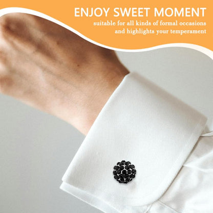 Round Rhinestone Cufflinks for Men Tuxedo Shirt Studs Crystal Ball Cufflinks French Cuff Links for Men Wedding Business Prom - color: Black