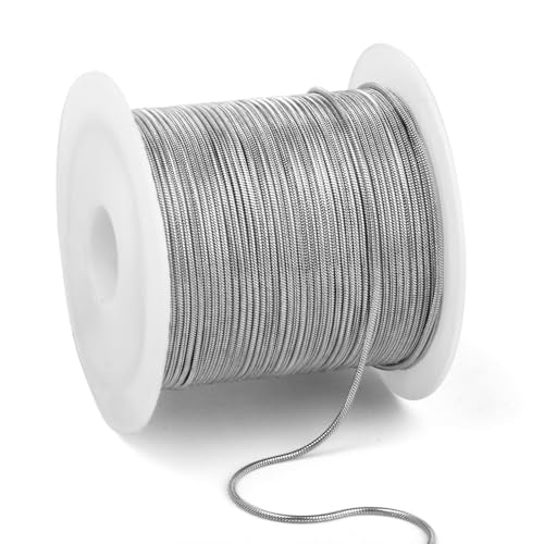 33FT 1mm Thin Stainless Steel Chains Snake Chains Bulk for Jewelry Making | Small 304 Stainless Steel Round Snake Chains Roll Spool for DIY Craft Necklace - color: 1mm Stainless Steel Round Snake Chains