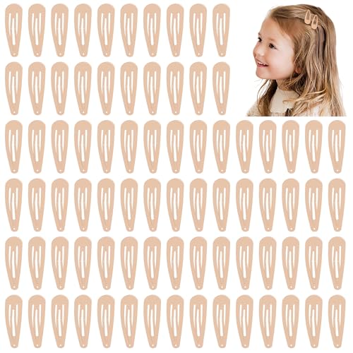 80 Pack Khaki 2Inch Craft Snap Hair Clips DIY Naked Non-slip Hair Barrettes | 5cm khaki water drop snap hair clips DIY craft clips - color: Khaki