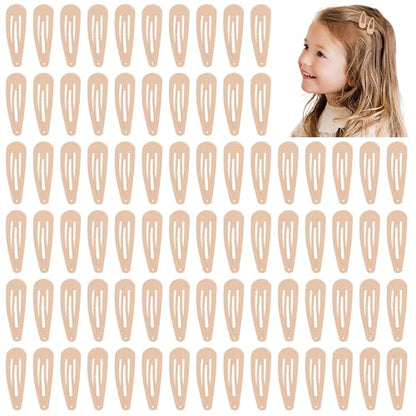 80 Pack Khaki 2Inch Craft Snap Hair Clips DIY Naked Non-slip Hair Barrettes | 5cm khaki water drop snap hair clips DIY craft clips - color: Khaki