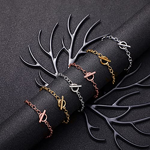 Hicarer 24 Pieces Bracelet Chains Bulk with Ot Toggle Clasp Alloy Link Chains DIY Jewelry Making Bracelets for Women DIY Jewelry Valentine's Crafts Supplies(Gold, Silver and Rose Gold) - color: Gold, Silver and Rose Gold