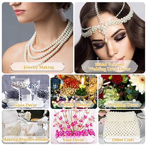 Pearl Beads for Craft, Anezus 500pcs Ivory Faux Fake Pearls, 10 MM Small Sew on Pearl Beads with Holes for Jewelry Making, Bracelets, Necklaces, Hairs, Crafts, Decoration and Vase Filler - size: 10 MM