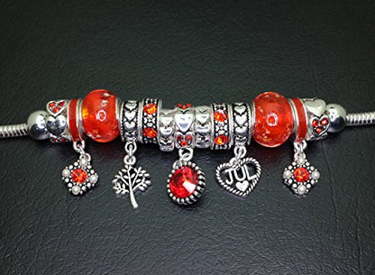 Falari Birthstone Bracelet Multi-Color Charm Beads Silvertone Birthday Gifts for Women - color: 07-July