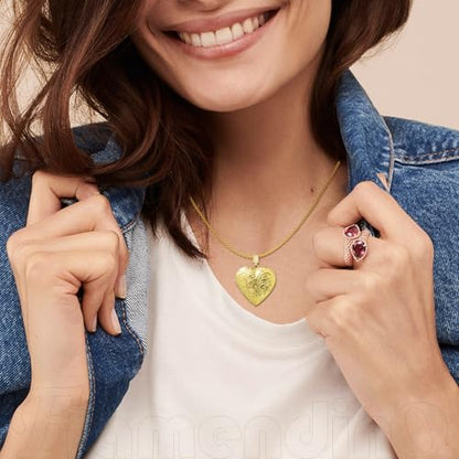Framendino, 10 Pack Gold Stainless Steel Heart Locket Photo Picture Charms Pendants for Jewelry Making