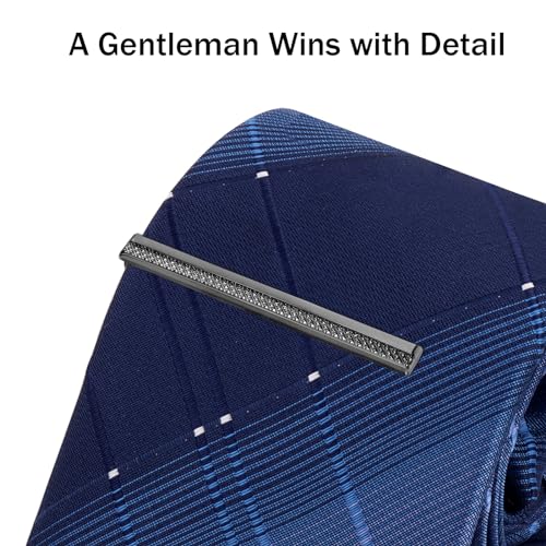 Tie Clip for Men, TAIGRAMA Tie Bar and Tie Pin Clip for Skinny Ties Gold Rose Gold Silver Black, Unique Mens Tie Clip Tie Clasp Suitable for Wedding Anniversary Business Professional and Best Gift - style: Style2-Black