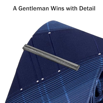 Tie Clip for Men, TAIGRAMA Tie Bar and Tie Pin Clip for Skinny Ties Gold Rose Gold Silver Black, Unique Mens Tie Clip Tie Clasp Suitable for Wedding Anniversary Business Professional and Best Gift - style: Style2-Black