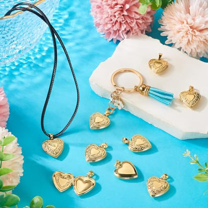 Craftdady 18K Gold Plated Brass Photo Locket Frame Pendants Charms for Necklaces Personalized Jewelry Crafts Making - size: 22.5x19.5mm Heart c