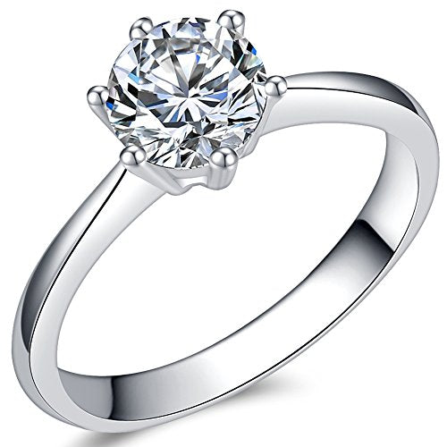 Jude Jewelers Size 3-13 1.0 Carat Classical Stainless Steel Solitaire Wedding Engagement Proposal Statement Ring - color: Silver