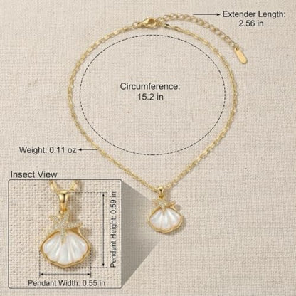Jean Beau Dainty Pendant Necklaces for Women, Cute Chain Necklace Jewelry Gift - color: Gold White
