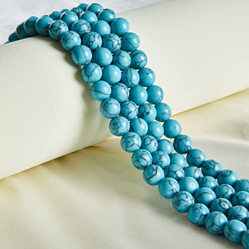 100pcs 8mm Blue Turquoise Beads Natural Gemstone Beads Round Loose Beads for Jewelry Making - color: Blue Turquoise, size: 8mm