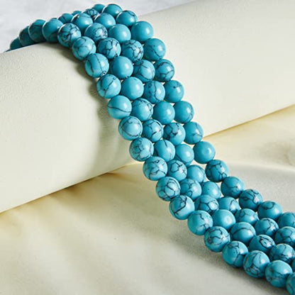 100pcs 8mm Blue Turquoise Beads Natural Gemstone Beads Round Loose Beads for Jewelry Making - color: Blue Turquoise, size: 8mm