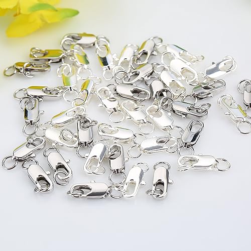 5Pcs Lobster Clasps for Jewelry Making, Bracelet Clasps and Closures | White Gold Jewelry Clasp, Necklace Clasp, Lobster Claw Clasps with Jump Rings for DIY Necklace Bracelets 10x4mm - color: White Gold