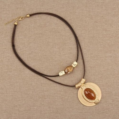 Chunky Pendant Necklace for Women Vintage Boho Necklaces Choker Layered Statement Necklaces Bohemian Jewlery Gifts - style: Boho Style Necklace Women