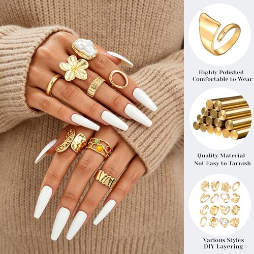 83 Pcs Gold Jewelry Set for Women Fashion Multi Layered Necklaces Stackable Bangle Bracelets Knuckle Rings Hoop Earrings Gold Plated Jewelry Accessories