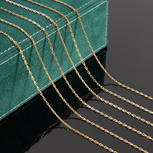 UMAOKANG 16.4 Feet Gold Plated Chain for Jewelry Making Stainless Steel Link Chain Bulk with Jump Rings Lobster Clasps - color: Link Gold