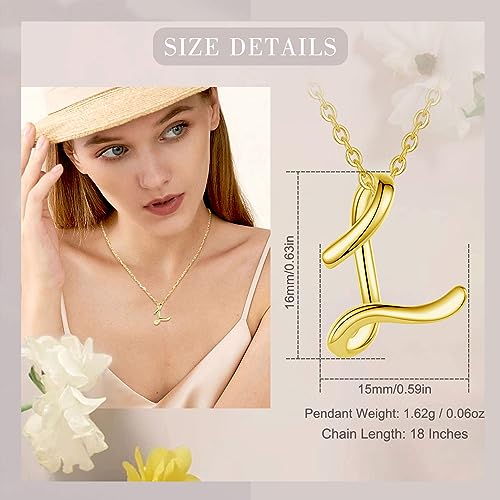EUDORA Sterling Silver Initial Necklaces for Women, Classic 26 Letter Neckless Gifts for Girls, Sister, Mother Daughter, 18 inch Chain - style: L-Gold