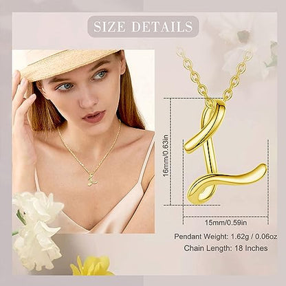 EUDORA Sterling Silver Initial Necklaces for Women, Classic 26 Letter Neckless Gifts for Girls, Sister, Mother Daughter, 18 inch Chain - style: L-Gold