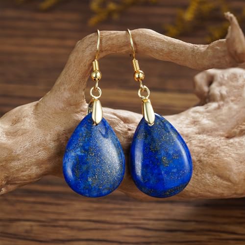Boho Multiple Style Natural Stone Earrings for Women Unique Healing Gemstone Energy Hypoallergenic Lightweight Dangle Drop Earrings Multiple Styles Earrings Jewelry for Birthday Party Gift - style: Lapis Lazuli