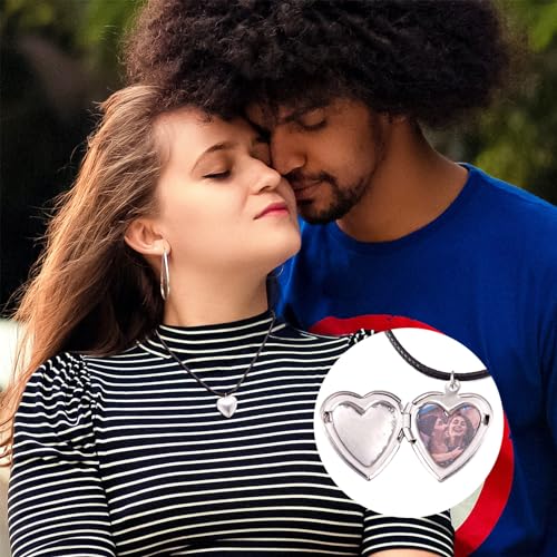 Elecrelive Locket Pendants Photo Frame Charms Memory Photo Charms Heart Locket Photo Frame Pendants - color: Silver