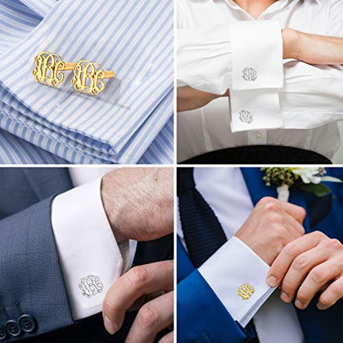 Custom4U Custom Photo Cufflinks for Men Father of the Bride Gifts - color: E-Monogram-Gold