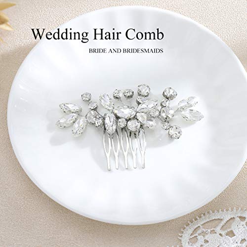 JAKAWIN Bridal Hair Accessories Wedding Hair Clip Silver Hair Comb Women | Crystal Rhinestone Bride Headpiece - color: Silver