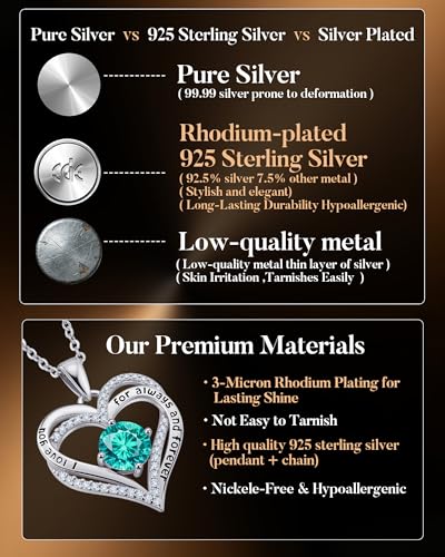 CDE S925 Silver Engraved Forever Love Heart Birthstone Necklaces for Women | 5A CZ,Hypoallergenic,Nickel-Free & Lead-Free Pendant,Anniversary Christmas Wedding Birthday Gift for Wife Girlfriend - color: 12-Dec, style: White Gold Plated