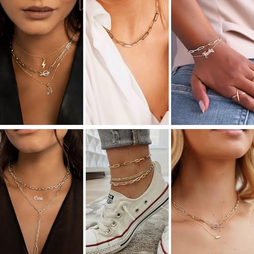 16.4 FT Gold PVD Plated Chains for Jewelry Making 4MM Paperclip Chain Link | Stainless Steel Gold Chain Bulk with Lobster Clasps Jump Rings for Women Men Necklace Making Supplies - color: Gold-5