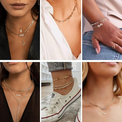 16.4 FT Gold PVD Plated Chains for Jewelry Making 4MM Paperclip Chain Link | Stainless Steel Gold Chain Bulk with Lobster Clasps Jump Rings for Women Men Necklace Making Supplies - color: Gold-5