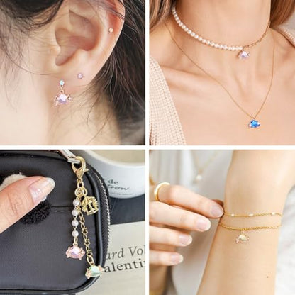 Beadthoven 15pcs Brass Micro Pave Cubic Zirconia Nuggets Charms Irregular Glass Crystal Charms Colorful Faceted Rhinestone Pendants for DIY Jewelry Making Necklace Bracelet Earrings Dangle Accessories - color: Nuggets