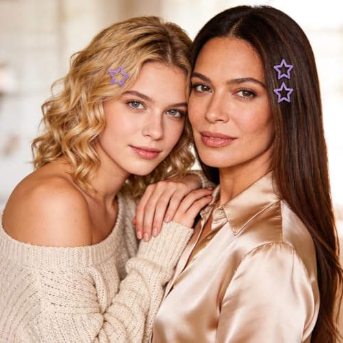 70 Pcs Metal Glitter Snap Hair Clips for Women,Small Snap Barrettes for Women Girls Thick Fine Hair (Purple) - color: Purple