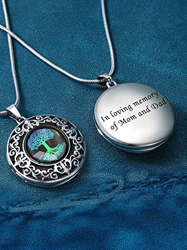 Farfume Personalized Photo Necklace for Women/Men, Memorial Jewelry Gifts | Holds 2 Pictures Pendant, Custom Engraved Text, Beautiful Locket for Girls, Durable Stainless Steel, Mothers Day Gifts - color: A-3 Life tree locket necklace