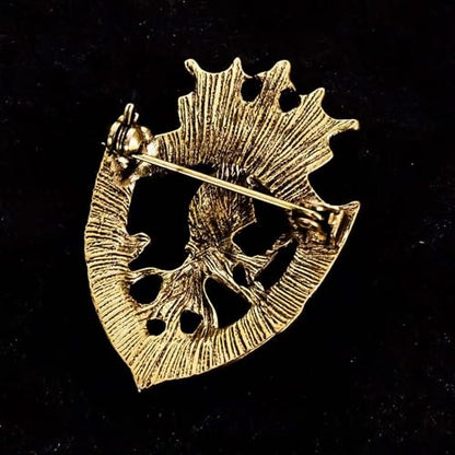 HETICA Vintage Animal Dragon Skull Wolf Crown Lion Brooch for Men Women Suit Tie Dress Lapel Pin Fashion Jewelry - style: Vintage Gold Crown Shield Lion