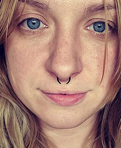 Longita Septum Rings Septum Jewelry 16g 18g Septum Ring Septum Piercing 20g Horseshoe Earring Hoop Lip Ring Silver Black Gold - color: 16g 10mm septum pincher