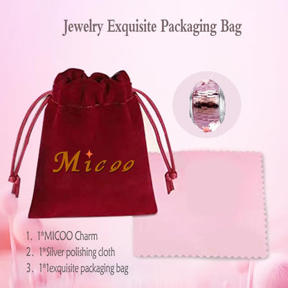 MICOO 925 Sterling Silver Charms for Bracelets,Fashion DIY Dangle Pendants Beads Simulated Birthstone Charms,Birthday Gifts for Women - color: 1Pink Charms
