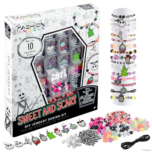 Fashion Angels Disney The Nightmare Before Christmas Jewelry Kit | Includes 800+ Beads, Trendy DIY Sweet & Scary Jewelry Set for Tweens & Teens - size: Tim Burton - The Nightmare Before Christmas