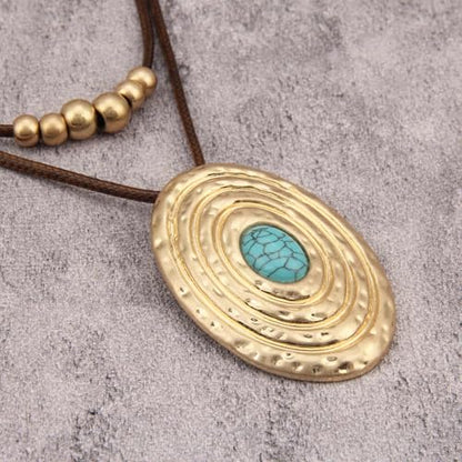 Boho Necklaces for Women Chunky Circle Necklace Bohemian Necklaces | Chunky Boho Necklace for Women Layered Boho Circle Leather Choker Necklace Long Vintage Necklaces Bohemian Jewlery Gifts - style: Boho Choker Necklace