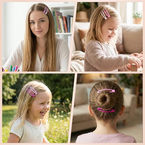 obeoby 40Pcs 2.36In Metal Snap Hair Clips No-slip Barrettes for Women Girls - color: Pink colors