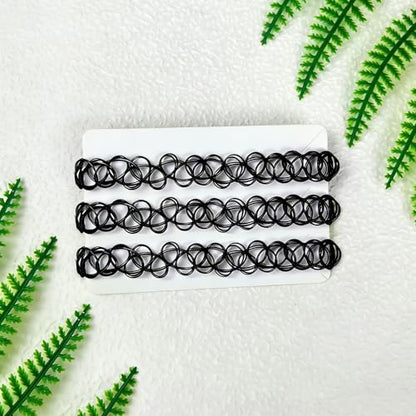 3PCS Black Tattoo Choker Necklace Rainbow Tattoo Chokers Gothic 90s Choker Necklace Purple Tattoo Choker and Pink Chokers 2000s Y2K Multicolour Collar Adjustable Stretchy Elastic Necklace Jewelry Gift for Women - color: 3PCS Black
