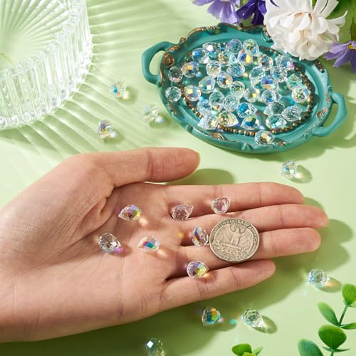 50Pcs Clear Faceted Teardrop Crystal Beads Electroplate Water Drop Glass Beads Top Drilled Teardrop Spacer Bead Waterdrop Chandelier Charms for DIY Earring Bracelet Necklace Jewelry Making - color: Clear