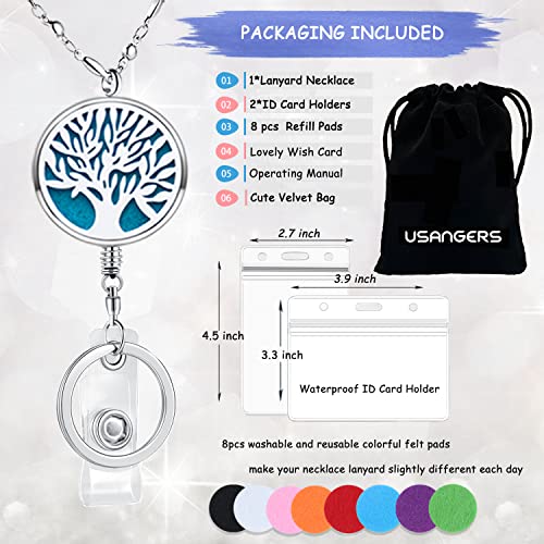 Retractable Lanyard, Lanyards for ID Badges, Badge Reels Retractable | Teacher Lanyard, Tree of Life Diffuser Necklace Lanyard for Women Nurse Stainless Steel Chain Keychain ID Badge Holder - color: 3-retractable-tree of Life