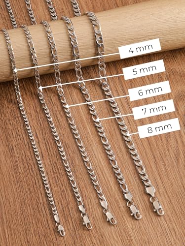 HAQUIL Stainless Steel Figaro Link Chain Necklace, Jewelry Gift for Men and Women 26inch 4mm