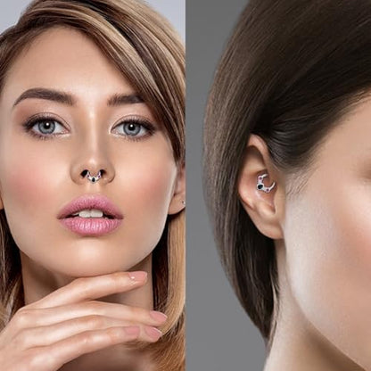 15PCS 14K Gold Plated Nose Rings Studs Set for New Piercing Beginners - color: 3pcs-Silver-septum rings