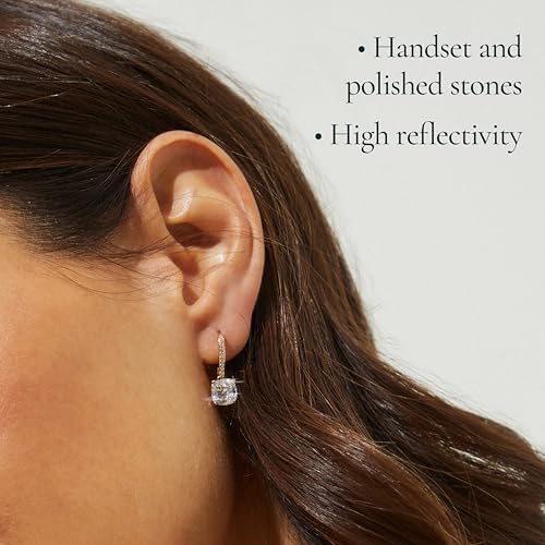 NADRI Cushion Cut CZ Leverback Earrings - color: Rhodium