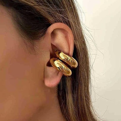 Ear Cuff Earrings for Women Chunky Ear Cuffs Non Piercing | Clip on cartilage earrings helix fake earrings jewelry trendy stuff christmas gift stocking stuffers - color: P