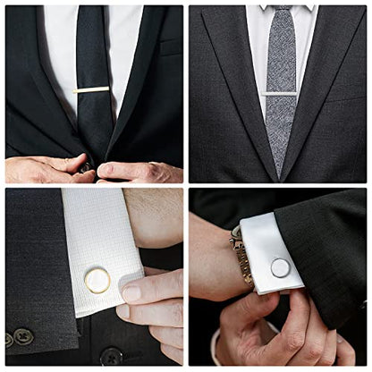 wynameleri Cufflink and Tie Clip Set for Men, 12 PCS Necktie Bars and Cuff Links Formal Business Dress Shirts Buttons Case Packed - color: T0408017