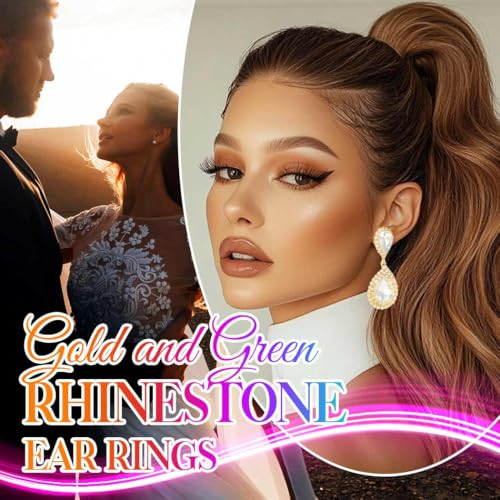 Catery Crystal Wedding Earrings Silver Rhinestone Ear Rings Teardrop Bridal Ear Jewelry for Brides and Women - color: Gold