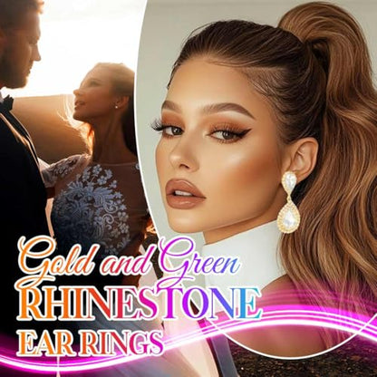 Catery Crystal Wedding Earrings Silver Rhinestone Ear Rings Teardrop Bridal Ear Jewelry for Brides and Women - color: Gold