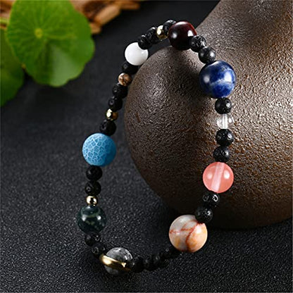 ONLYJUMP Planet Bracelet Solar System Universe Galaxy Bracelet Handmade Natural Stone Bead Bracelet String Adjustable Astronomy Gifts Bangle for Women Men - color: Planet 1